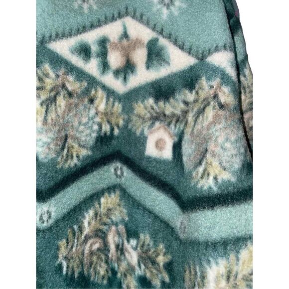 Vintage 1990s Teddi Floral Tree Print Full Zip Fleece Sweater / Sportswear / 90s - Picture 2 of 5